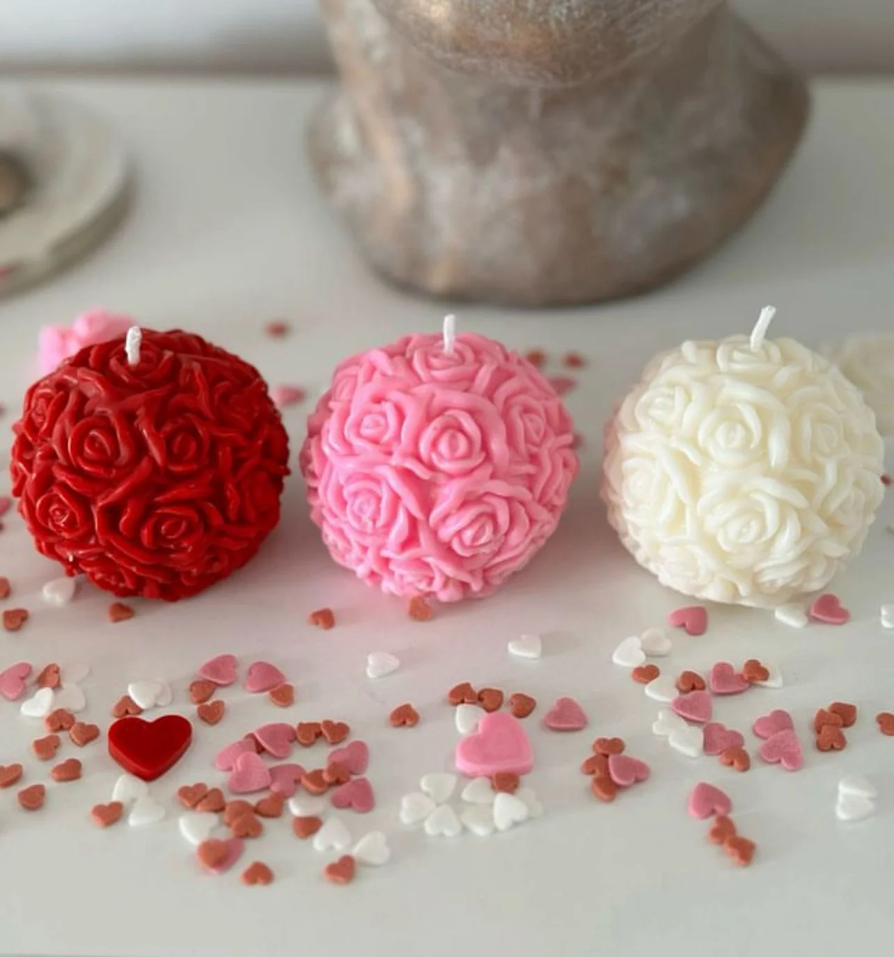 Bougies sphériques roses